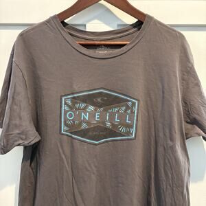 O’Neill‎ Shirt Men Sz Large Dark Gray Short Sleeve Graphic Tee Surf Beach Casual